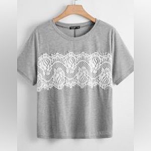 SHEIN Contrast Lace TShirt